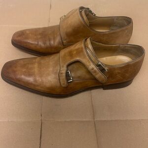 Magnanni Burnished Brown leather Double Monk strap